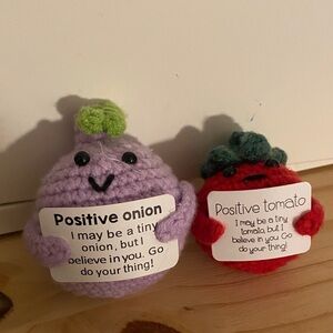 Crocheted Onion and Tomato Plushies